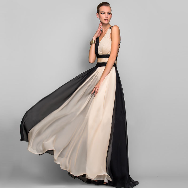 2022 Temperament fashion dress v-neck sleeveless color matching clothes long skirt dress