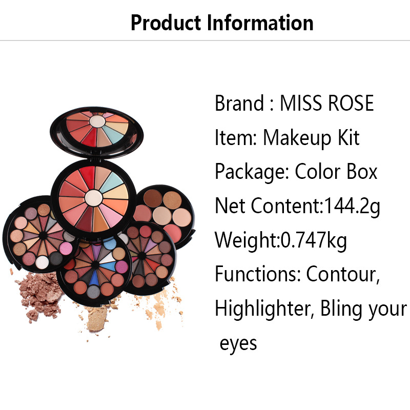 MISSROSE 5-in-1 Beginner eyeshadow Tray Set Color Makeup Box Trim Blush concealer Platter Highlight Stereo view 6