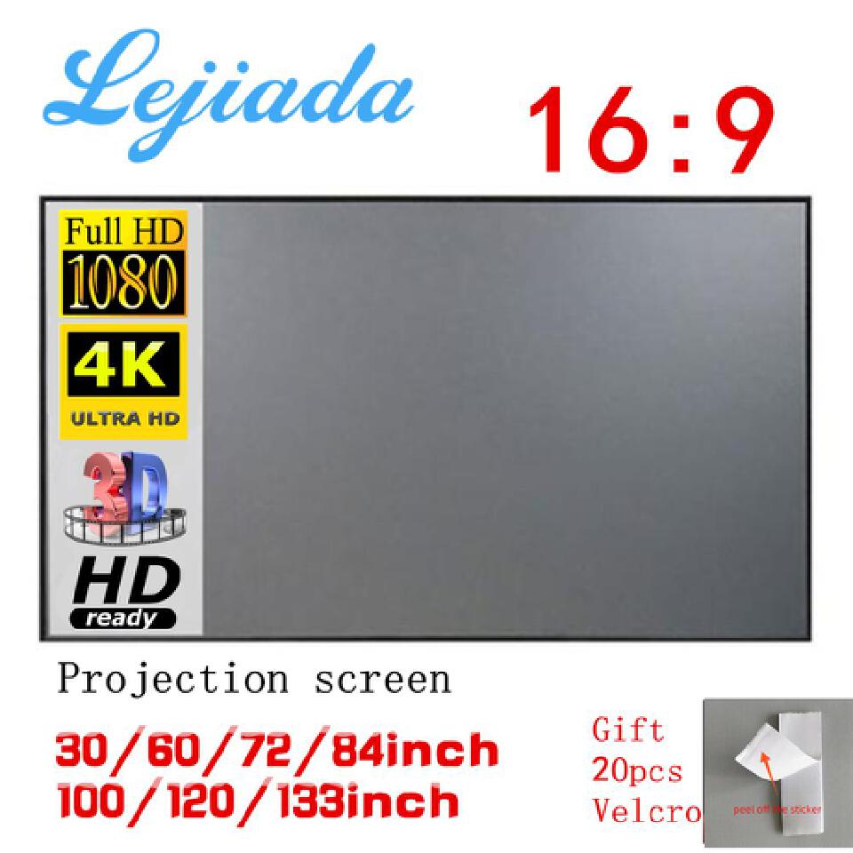 Simple Curtain Anti-Light 60 72 84 100 120 Inches Projection screens Home Outdoor Office Portable 3D HD projector screens