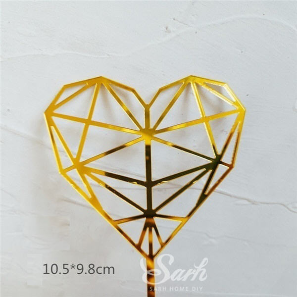 5pcs Gold Acrylic Heart Collection Cake Topper Dessert Decoration for Birthday Party