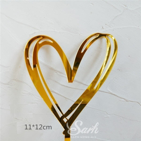 5pcs Gold Acrylic Heart Collection Cake Topper Dessert Decoration for Birthday Party
