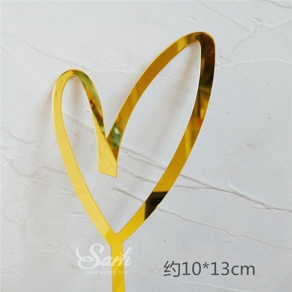 5pcs Gold Acrylic Heart Collection Cake Topper Dessert Decoration for Birthday Party
