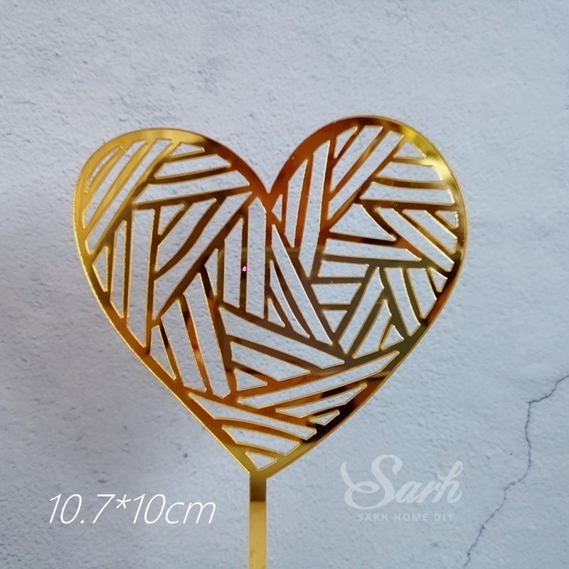 5pcs Gold Acrylic Heart Collection Cake Topper Dessert Decoration for Birthday Party