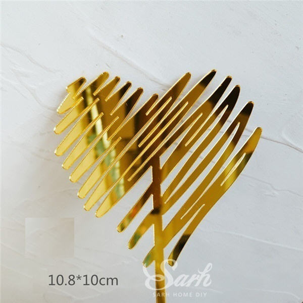 5pcs Gold Acrylic Heart Collection Cake Topper Dessert Decoration for Birthday Party