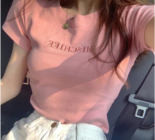 MS tops 2021 summer new slim bottoming women Clothes dress Korean Short Sleeve fashion T-shirt