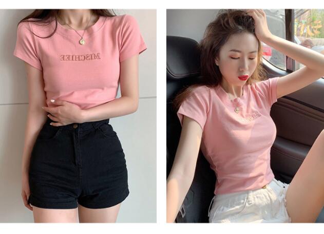 MS tops 2021 summer new slim bottoming women Clothes dress Korean Short Sleeve fashion T-shirt