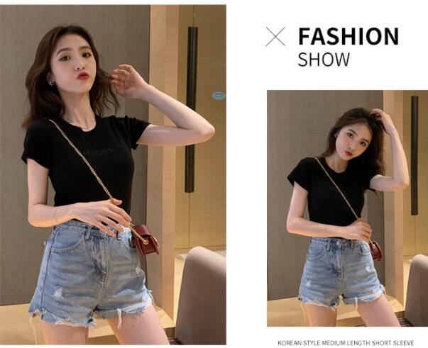 MS tops 2021 summer new slim bottoming women Clothes dress Korean Short Sleeve fashion T-shirt