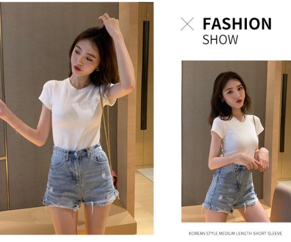 MS tops 2021 summer new slim bottoming women Clothes dress Korean Short Sleeve fashion T-shirt