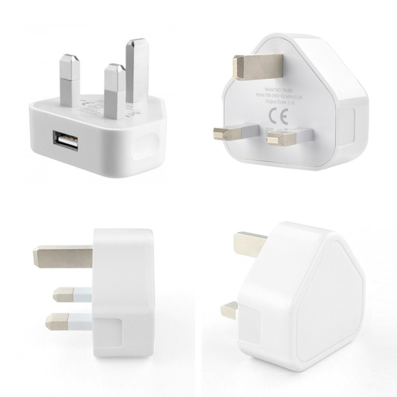High quality UK Plug Mains Wall USB 3 Pin Power Adaptor Charger For Mobile Cell Phone Tablet