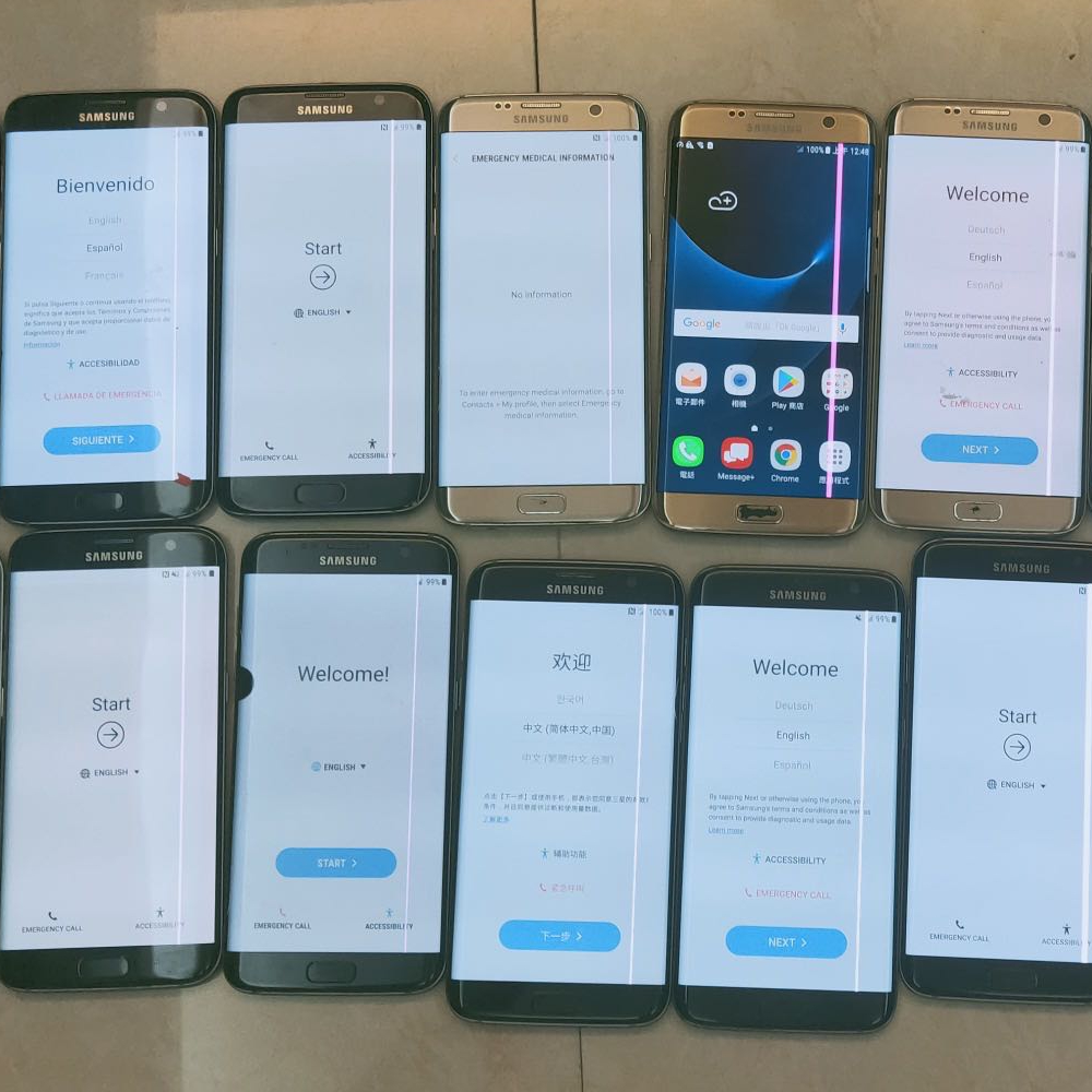Refurbished 99% new Samsung Galaxy S7 edge 4G+32G/64G Smart Phone 5MP+12MP Camera  4G LTE Dual/Single NANO SIM 3600mAh battery Unlocked phones screen with dot and line and Screen Shadow