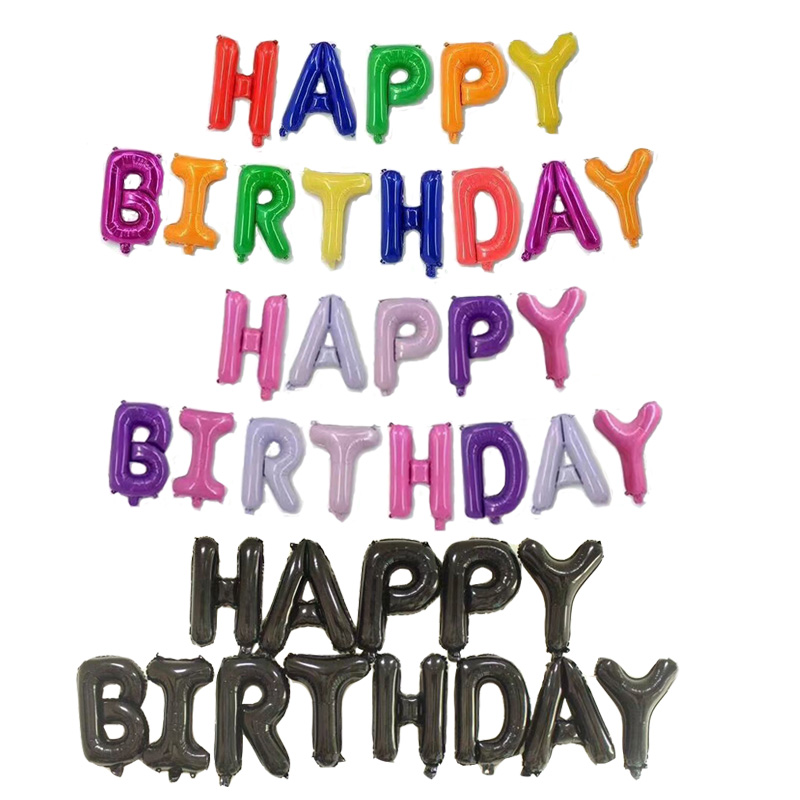 16 inch Black Letters HAPPY BIRTHDAY Foil Balloons Birthday Party Decor Kids Alphabet Air Balloon