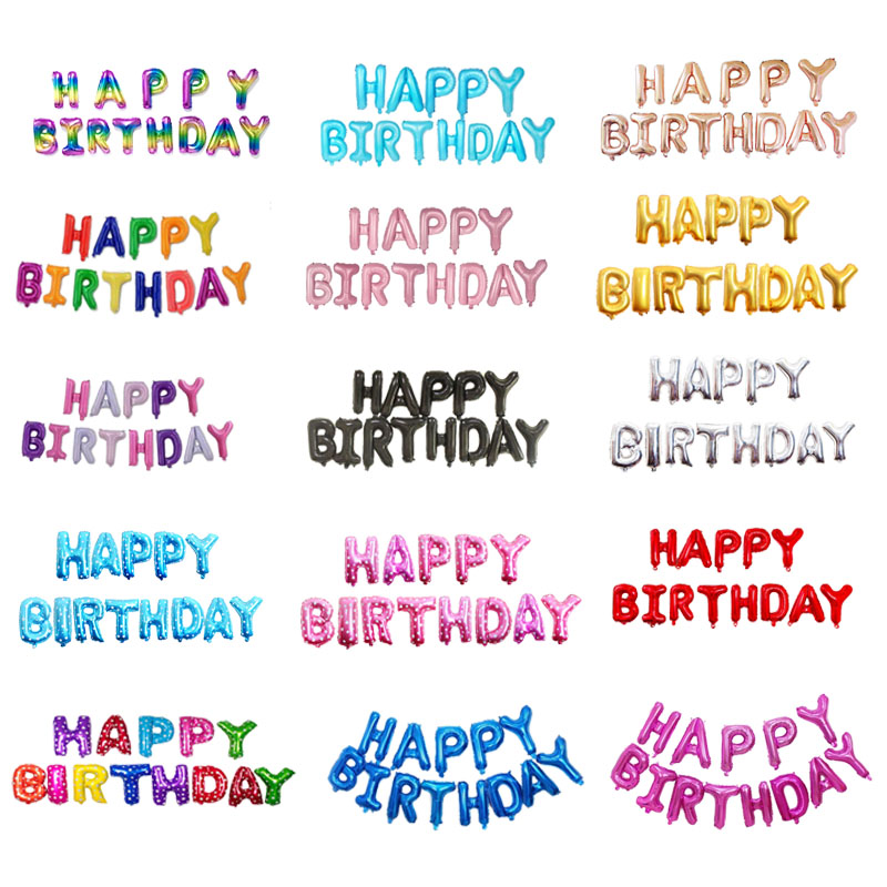 16 inch Black Letters HAPPY BIRTHDAY Foil Balloons Birthday Party Decor Kids Alphabet Air Balloon