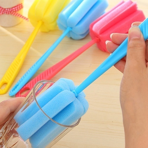 2pcs Kitchen Cleaning Tool Sponge Brush for Wineglass Bottle Coffe Tea Glass Cup Color Random