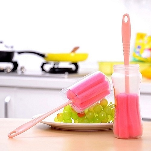 2pcs Kitchen Cleaning Tool Sponge Brush for Wineglass Bottle Coffe Tea Glass Cup Color Random