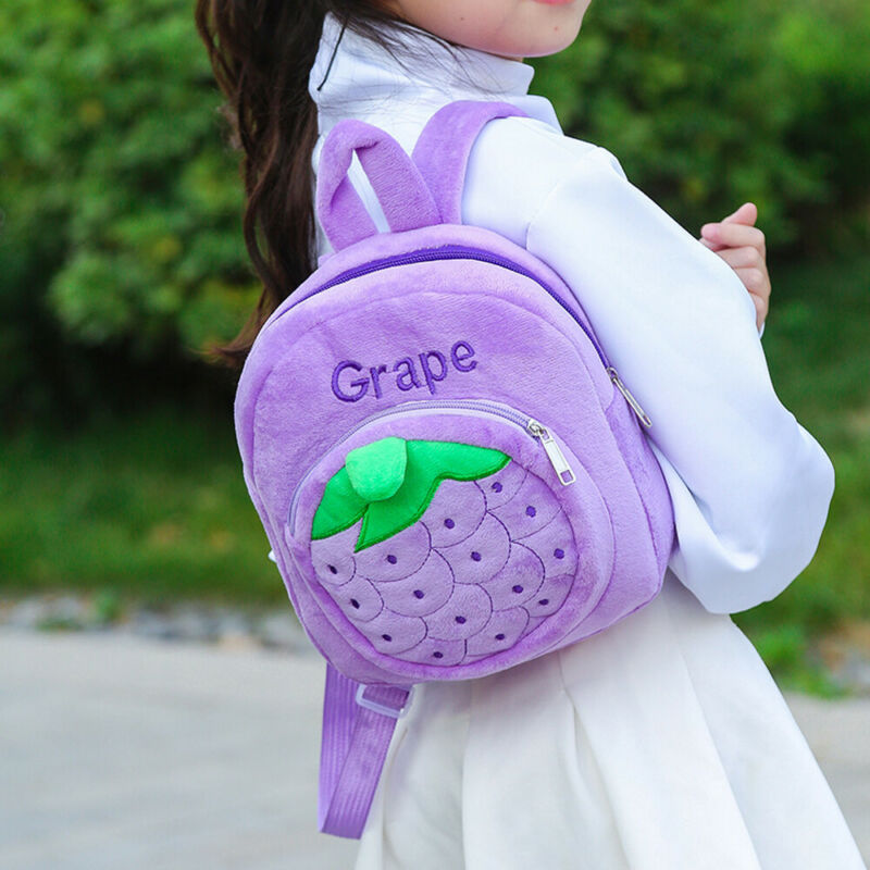 Baby Strawberry Fruits Soft Backpack Cartoon Plush Book Bag Children Cute Fruits Schoolbags