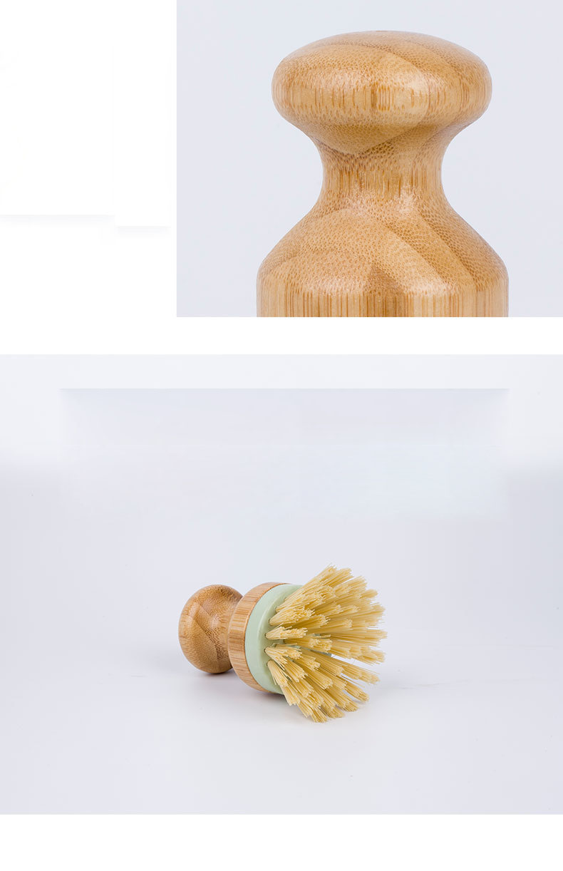 Pot Brush Pure Solid Wood Round Head Flexible Stove Brush Dishwashing Brush Kitchen Cleaning Brush.