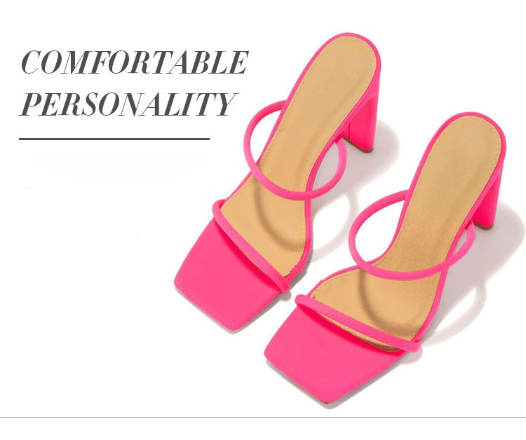 New Style High-Heeled Shoes One Pedal Wild Sandals and Slippers Candy Color Plus Size 42.