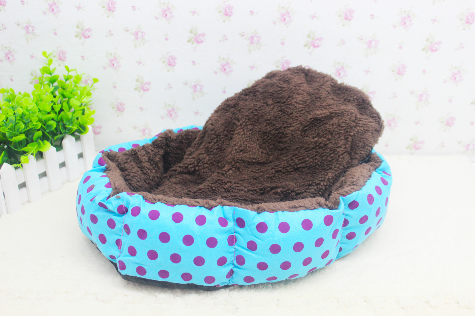 Pet nest cute polka dot puppy kitten nest plush little plus border small nest