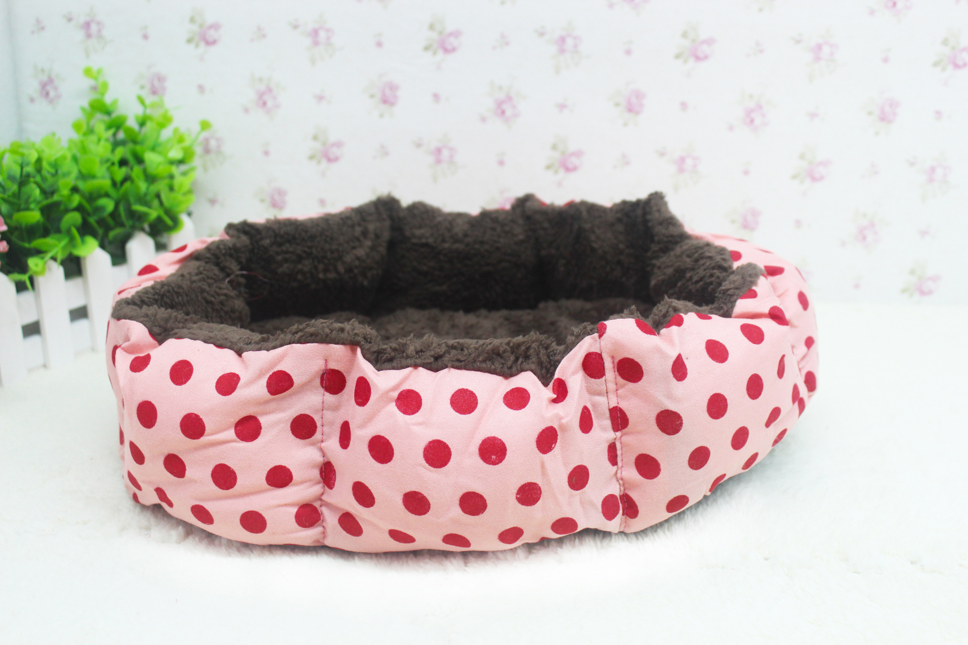 Pet nest cute polka dot puppy kitten nest plush little plus border small nest