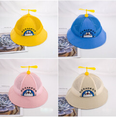 Children's Fisherman Hat Cartoon Bamboo Dragonfly Machine Cat Windmill Baby Shade Mesh Breathable.