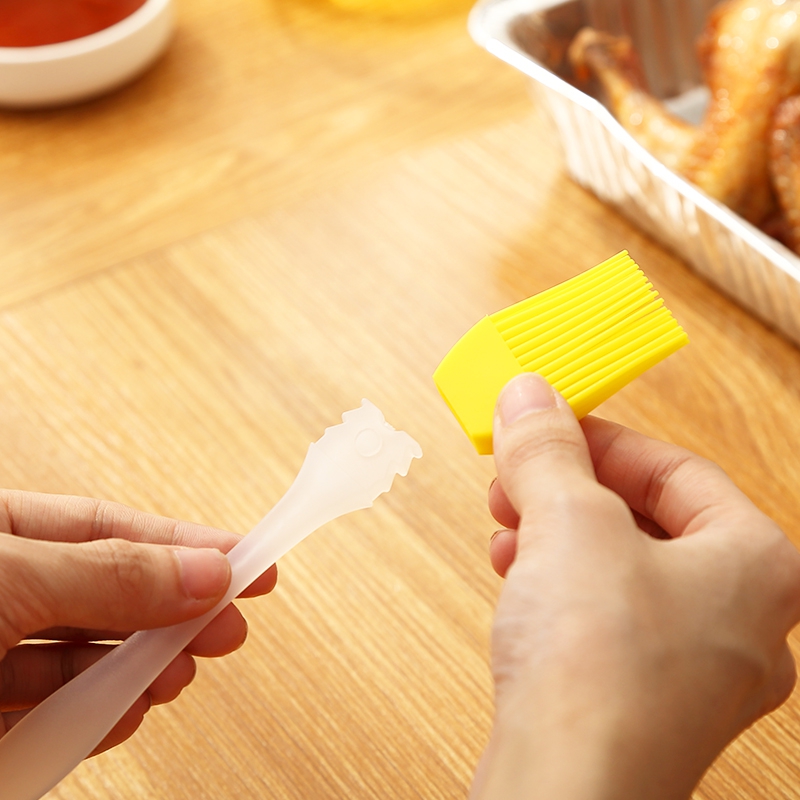 2 Pcs Oil Brush Kitchen Household High Temperature Resistant Non-linting Silicone Small Brush