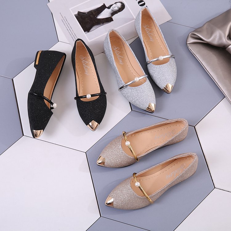 Women's Shoes Single Shoes Pointed Toe Flat Shoes Shallow Mouth Fashion Casual Peas Shoes.