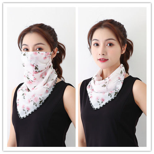 Spring And Summer Sunscreen Masks Neck Protection Ladies Chiffon Breathable Masks Small Silk Scarf