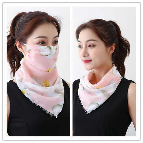 Spring And Summer Sunscreen Masks Neck Protection Ladies Chiffon Breathable Masks Small Silk Scarf