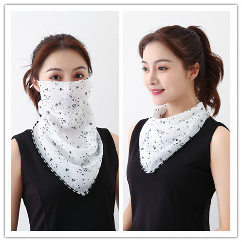 Spring And Summer Sunscreen Masks Neck Protection Ladies Chiffon Breathable Masks Small Silk Scarf
