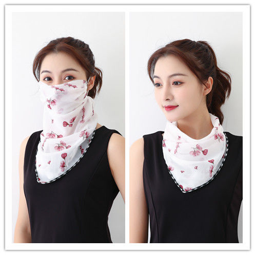 Spring And Summer Sunscreen Masks Neck Protection Ladies Chiffon Breathable Masks Small Silk Scarf