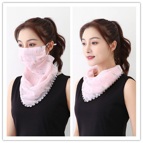 Spring And Summer Sunscreen Masks Neck Protection Ladies Chiffon Breathable Masks Small Silk Scarf
