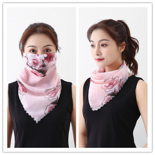 Spring And Summer Sunscreen Masks Neck Protection Ladies Chiffon Breathable Masks Small Silk Scarf