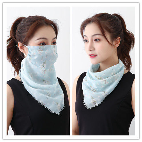 Spring And Summer Sunscreen Masks Neck Protection Ladies Chiffon Breathable Masks Small Silk Scarf