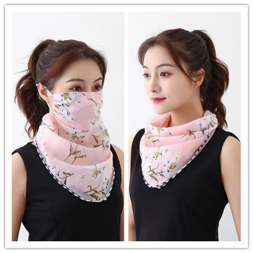 Spring And Summer Sunscreen Masks Neck Protection Ladies Chiffon Breathable Masks Small Silk Scarf