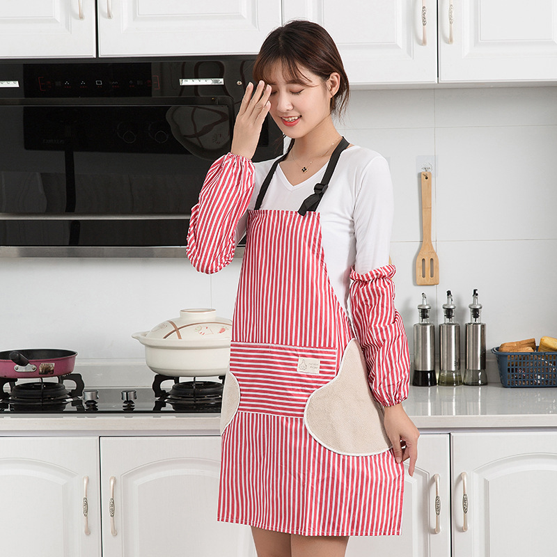 Kitchen Apron Anti-Fouling Oil-Proof Cooking Korean Style Adjustable Hand-Wiping Apron.