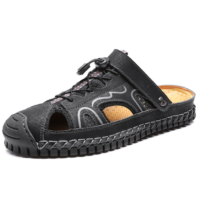 Sandals Baotou Beach Shoes Men's Hand Stitched Outdoor Sports Slippers Dual-Use.