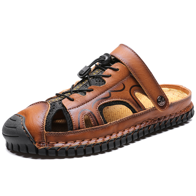 Sandals Baotou Beach Shoes Men's Hand Stitched Outdoor Sports Slippers Dual-Use.