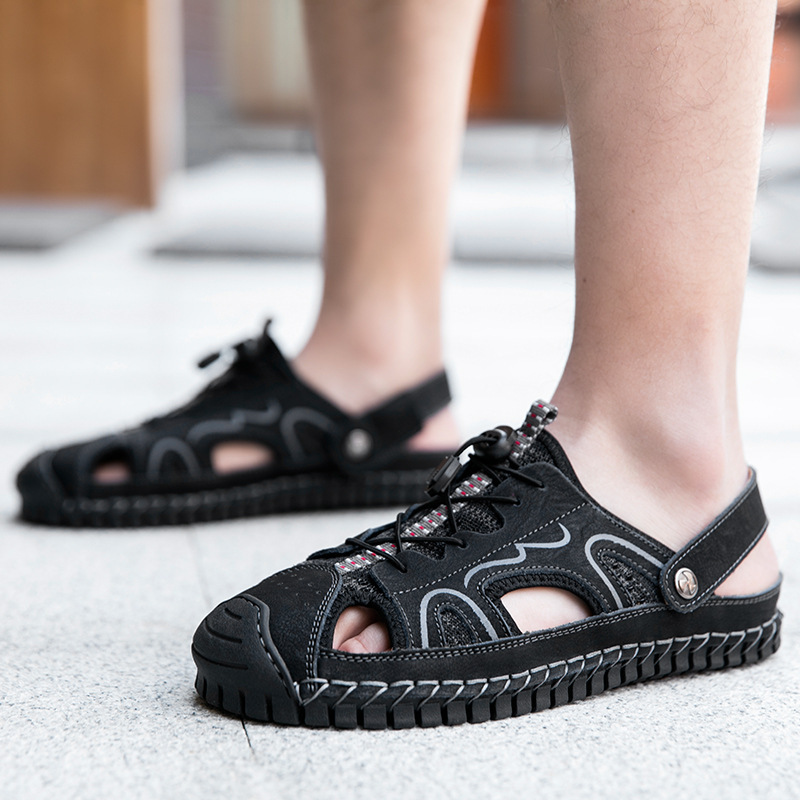 Sandals Baotou Beach Shoes Men's Hand Stitched Outdoor Sports Slippers Dual-Use.