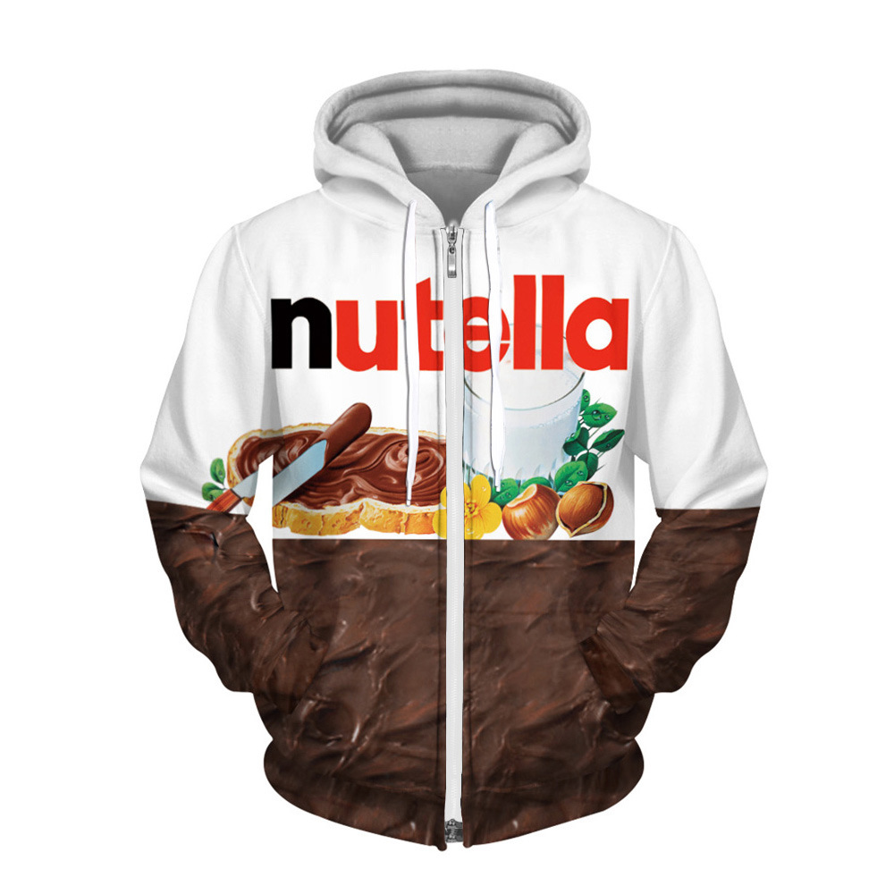 Explosive Chicken Ramen Digital Printing Fleece Zipper Hooded Sweatshirt Sports