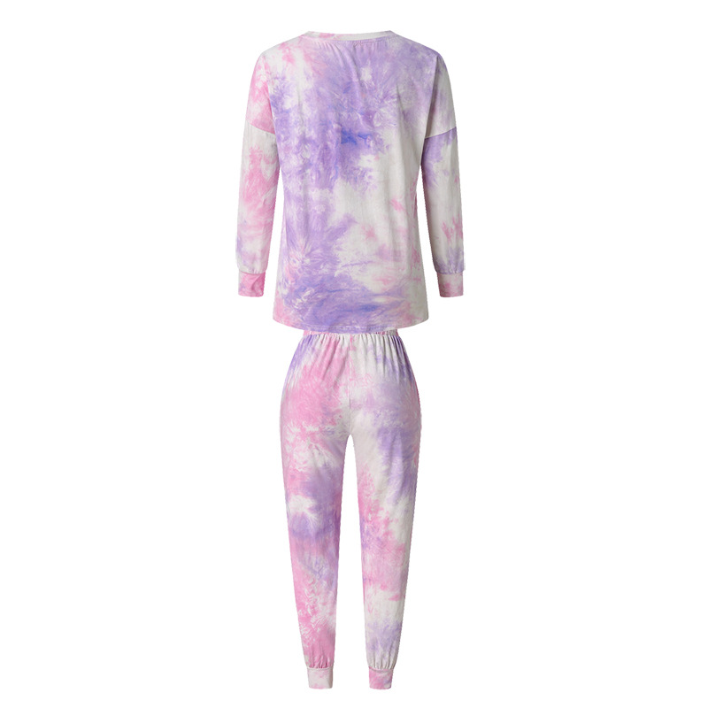 DCMINI Tie-dye Pajama  Long-sleeved Trousers Autumn and Winter  Gradient Hot Sale Casual Home Wear.