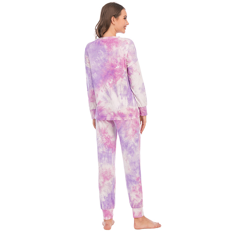 DCMINI Tie-dye Pajama  Long-sleeved Trousers Autumn and Winter  Gradient Hot Sale Casual Home Wear.