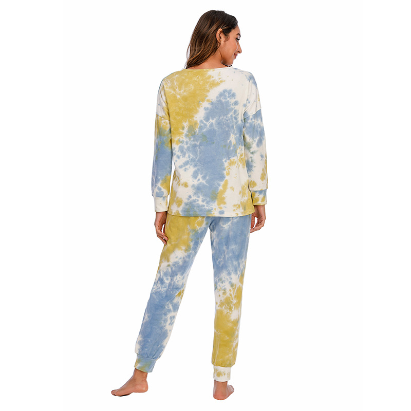 DCMINI Tie-dye Pajama  Long-sleeved Trousers Autumn and Winter  Gradient Hot Sale Casual Home Wear.