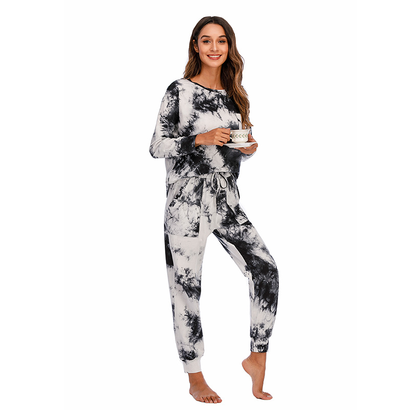 DCMINI Tie-dye Pajama  Long-sleeved Trousers Autumn and Winter  Gradient Hot Sale Casual Home Wear.