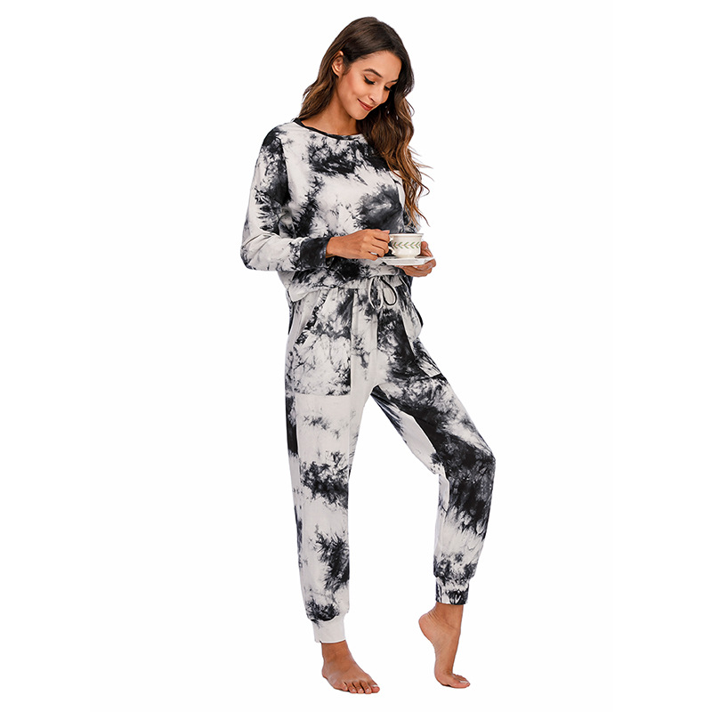 DCMINI Tie-dye Pajama  Long-sleeved Trousers Autumn and Winter  Gradient Hot Sale Casual Home Wear.