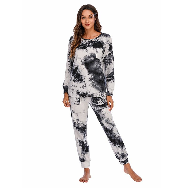 DCMINI Tie-dye Pajama  Long-sleeved Trousers Autumn and Winter  Gradient Hot Sale Casual Home Wear.