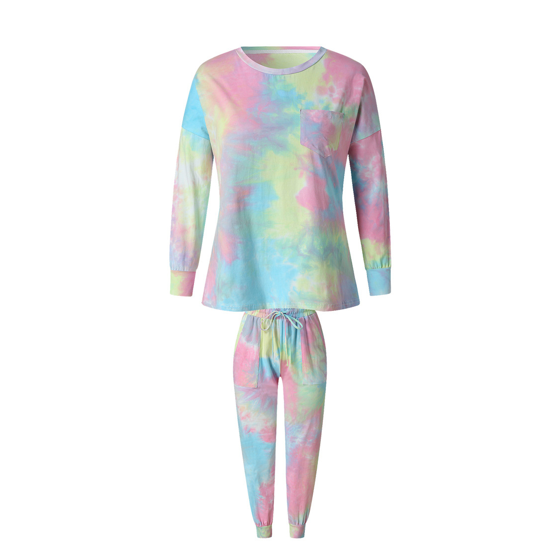 DCMINI Tie-dye Pajama  Long-sleeved Trousers Autumn and Winter  Gradient Hot Sale Casual Home Wear.