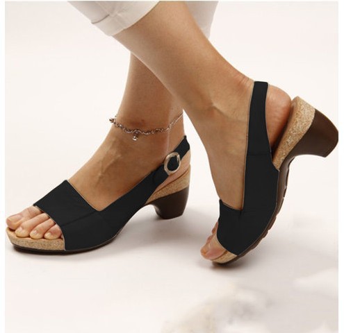 Women's Shoes Large Size Medium Thick Heel Sandals Casual Women's Shoes