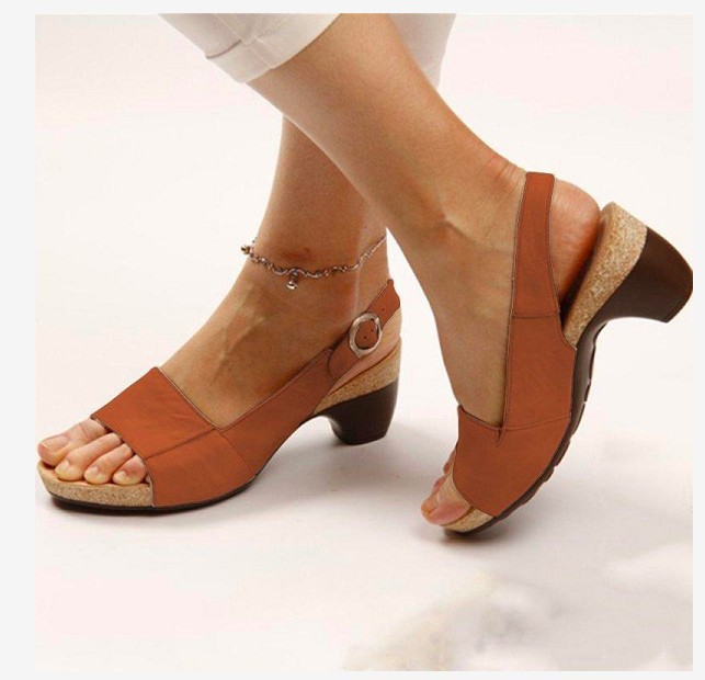 Women's Shoes Large Size Medium Thick Heel Sandals Casual Women's Shoes