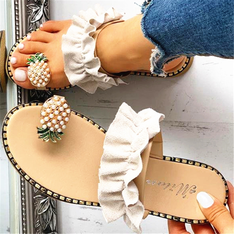 Large Size Pineapple Sandals and Slippers Flat Beach Slip-on Women's Shoes