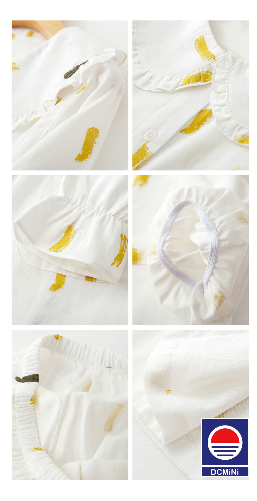 DCMINI Pure Cotton Gauze Pajamas Women Sweet Baby Collar Cotton Summer Thin Home Wear